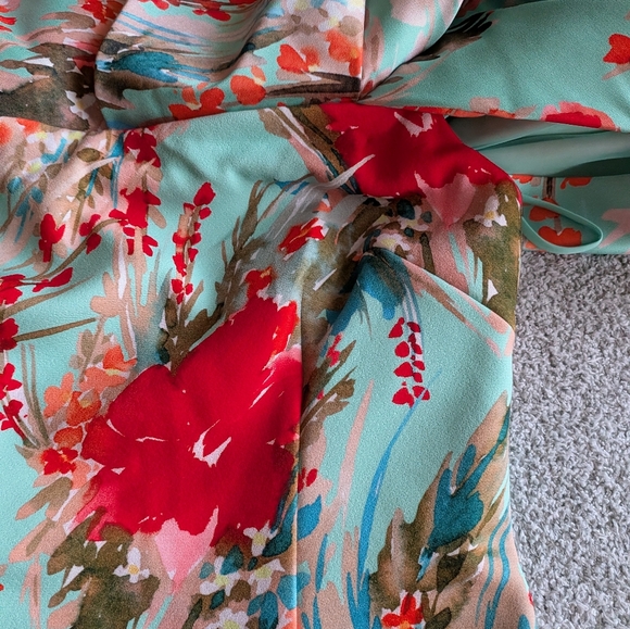 Badgley Mischka Off-Shoulder Floral Midi Dress NWOT - Picture 7 of 11